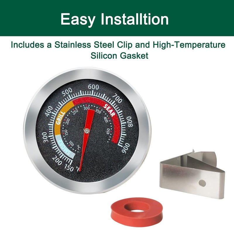 Quantfire Upgrade Replacement Thermometer for M/MiniMax Big Green Egg,2" Grill Temperature Gauge for Big Green Egg Accessories 150-900°F with Waterproof and No-Fog Glass Lens - Image 5